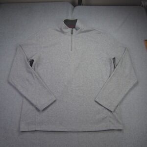 Chaps Sweater Mens XL Gray Herringbone Quarter Zip Pullover‎